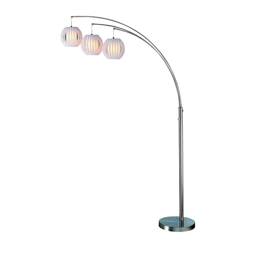 Lite Source LS-8871PS/WHT Deion 3-Lite Arch Lamp, Polished Steel with White - Picture 1 of 2