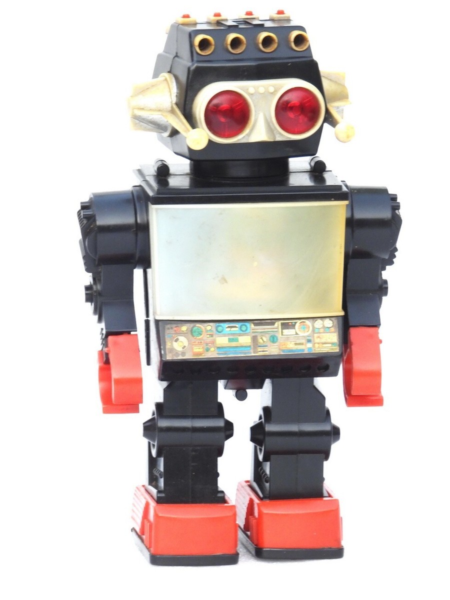 VINTAGE 13'' SATURN TV ACTIVE SCREEN GIANT WALKING ROBOT