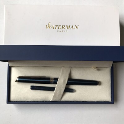 Waterman Hemisphere Metallic Blue Chrome Trim Fine Nib Fountain Pen