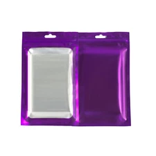 100/200/500 Smell Proof Resealable Mylar Foil Bags with Window Flat Matte Purple