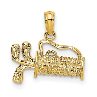 14K Yellow Gold 2-D Textured Golf Bag Pendant