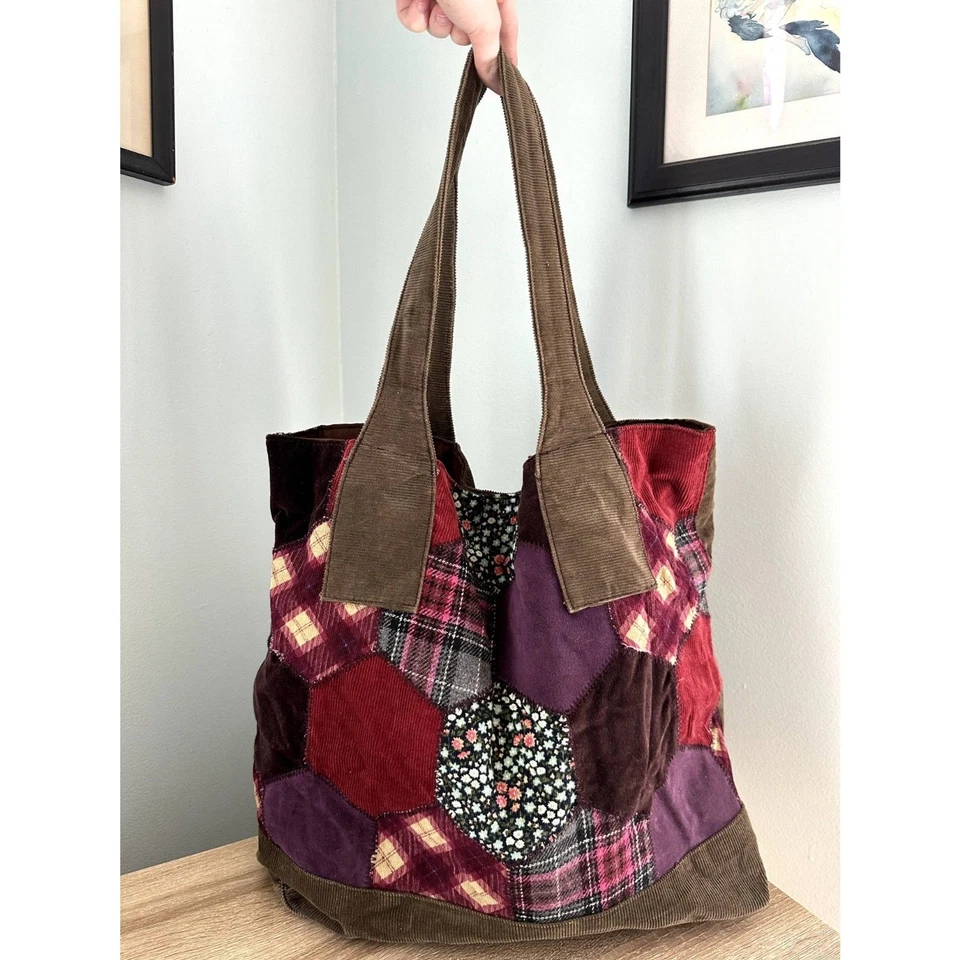 Bolso de Mano Y2k Route 66 Vintage Multicolor Patchwork Pana Boho Chic  Foto 4 de 4