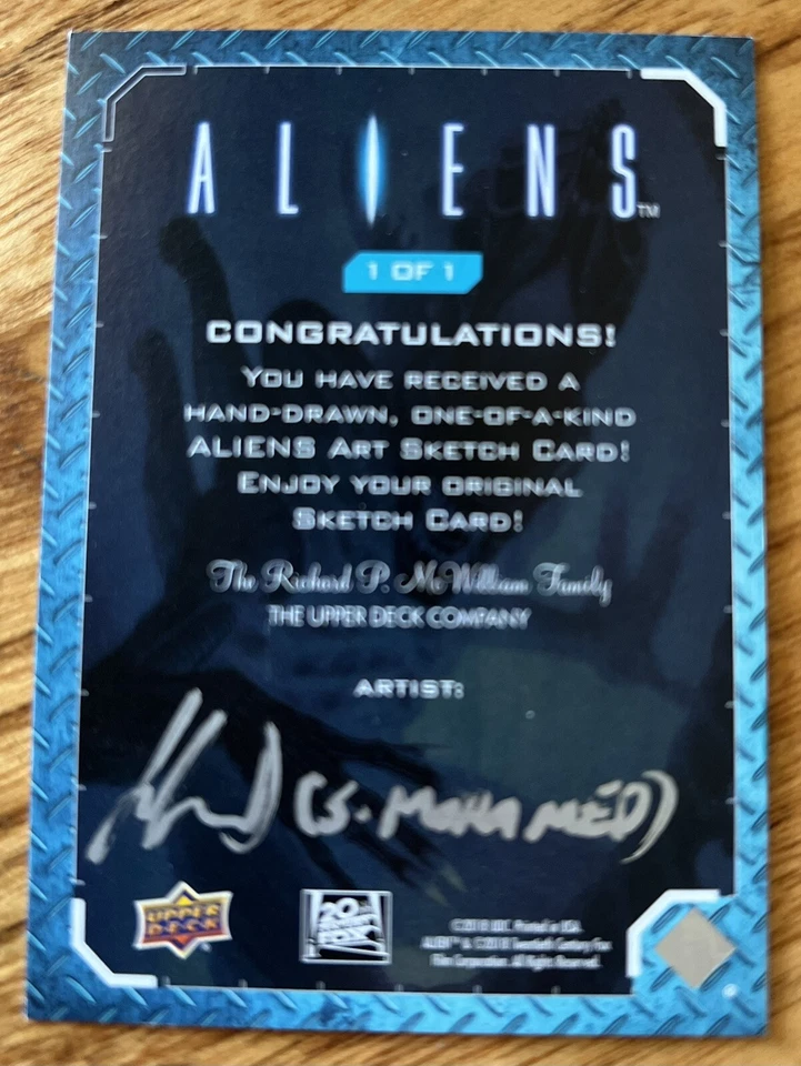 Aliens sketch card autograph 1 of 1 Solly Mohamed - Image 2 of 2