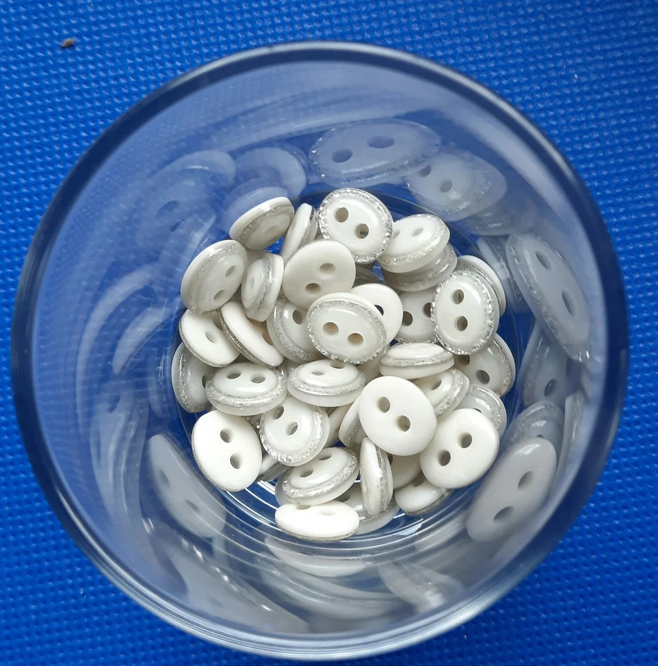 10 Blusen Schmuckknöpfe Weiss / Silber oval 11mm X 9mm кнопки gombok nasturi - Bild 2 von 4
