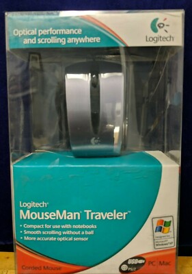 1X sealed New USB Wired Logitech MouseMan Traveler Mouse- Laptop/Notebook PC/Mac