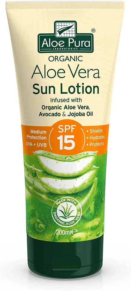 ALOE PURA Loción solar orgánica aloe vera FPS15 (200 ml)