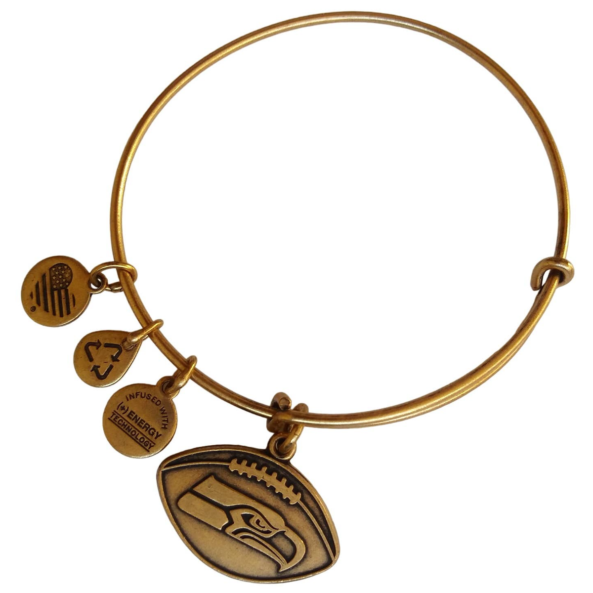 Alex Ani Seattle Seahawks NFL Charm Bracelet Bangle Football 12th Man Gift