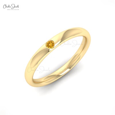 November Birthstone 1/4 CT Citrine Solitaire Women Ring 14k Solid Gold Band  Ring