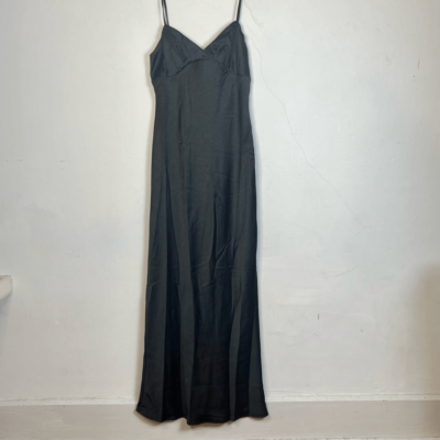 NWT Parallel Lines satin maxi black dress womens US 8