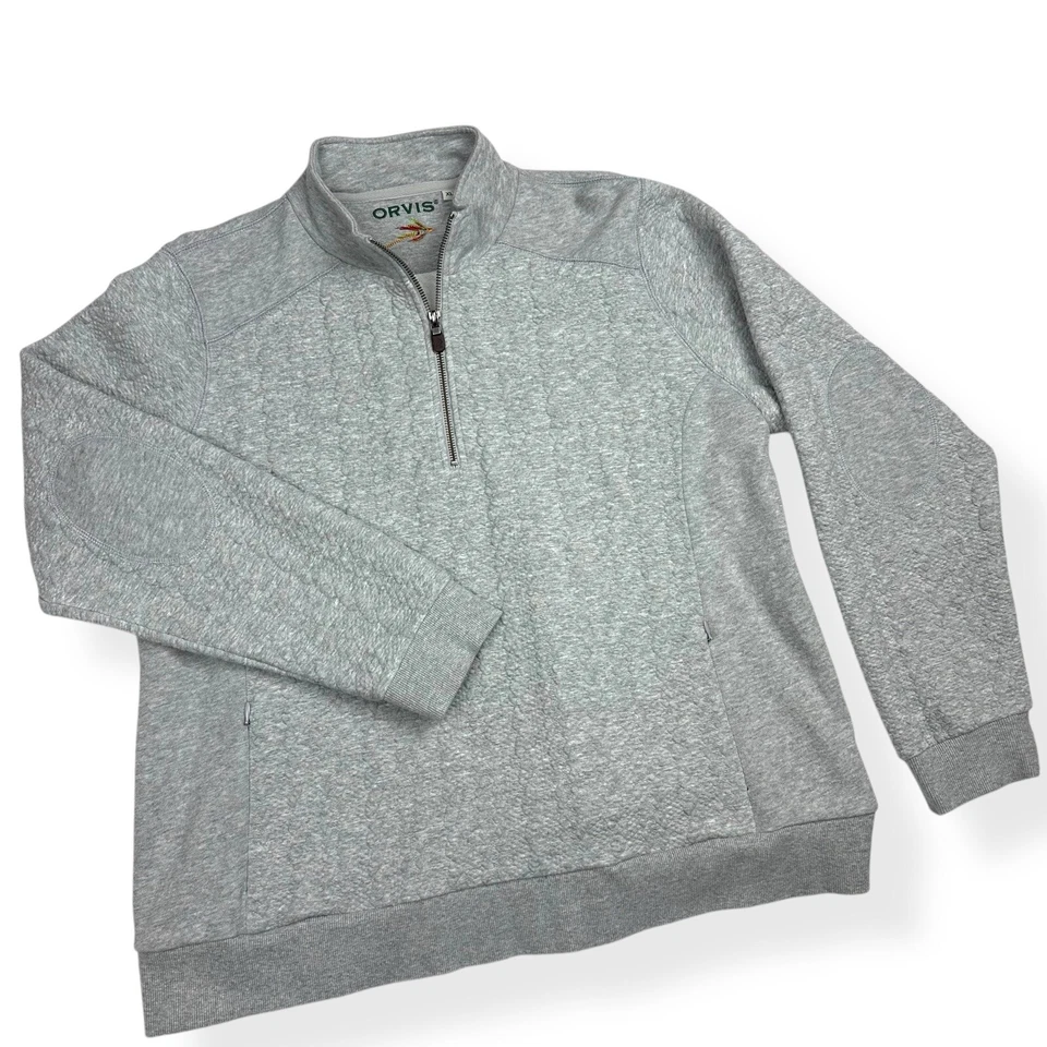 Sudadera Orvis Gris Jacquard Tejida Cuarto Cremallera Manga Larga Mujer’s XL Pullover Foto 2 de 4