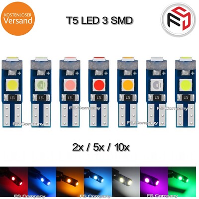 2/5/10x T5 Super Helle 3 SMD 3030 LED Glassockel Lampe Tachobeleuchtung Farben