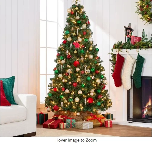 6FT Christmas Tree Metal Stand holly berry pine cone 6white/6yellow/6red ball - Image 3 of 4