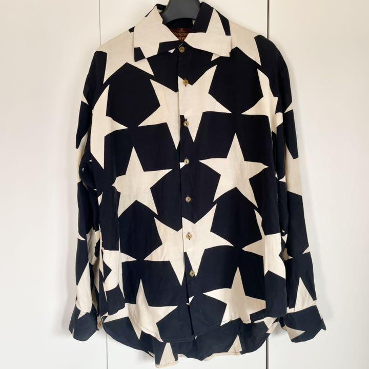 VIVIENNE WESTWOOD Men's Star Pattern Long Sleeve Shirt Black VIVIENNE WESTWOOD Men's Star Pattern Long Sleeve Shirt Black