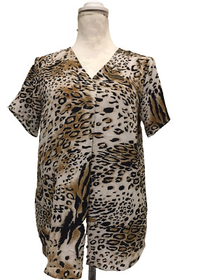 New Direction Animal Print Blouse, SZ 8, Pullover Top, V-neckline, NWT