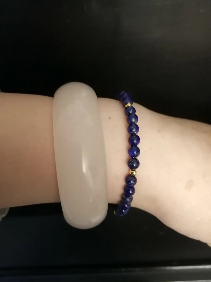 Crazy deal!!! Authentic solid 18 k gold and lapis bracelet!!! Lifetime guarantee - Image 2 of 4