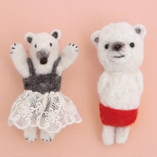Hamanaka Felting Wool Mini Brooch Kit: Anteater Ballerina Polar Bear