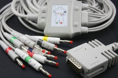 Burdick 10-Lead Shielded ECG EKG Cable AHA Banana 4.0 Connector EK-10 E350