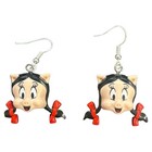 Petunia Pig Minifigure Head Dangle Earrings made with toy bricks — photo 1