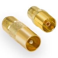 Koaxial Verbinder Adapter IEC- Stecker Buchse Antenne Auf F-Buchse Kupplung Gold