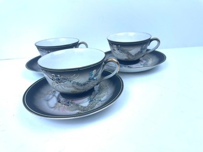 Hadson Japan Dragon Moriage Cup & Saucer Set -Hand Painted, Vintage 1950s