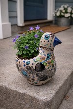 Fioriera colomba vintage Lg Tonalá arte popolare messicana ceramica dipinta a mano firmata