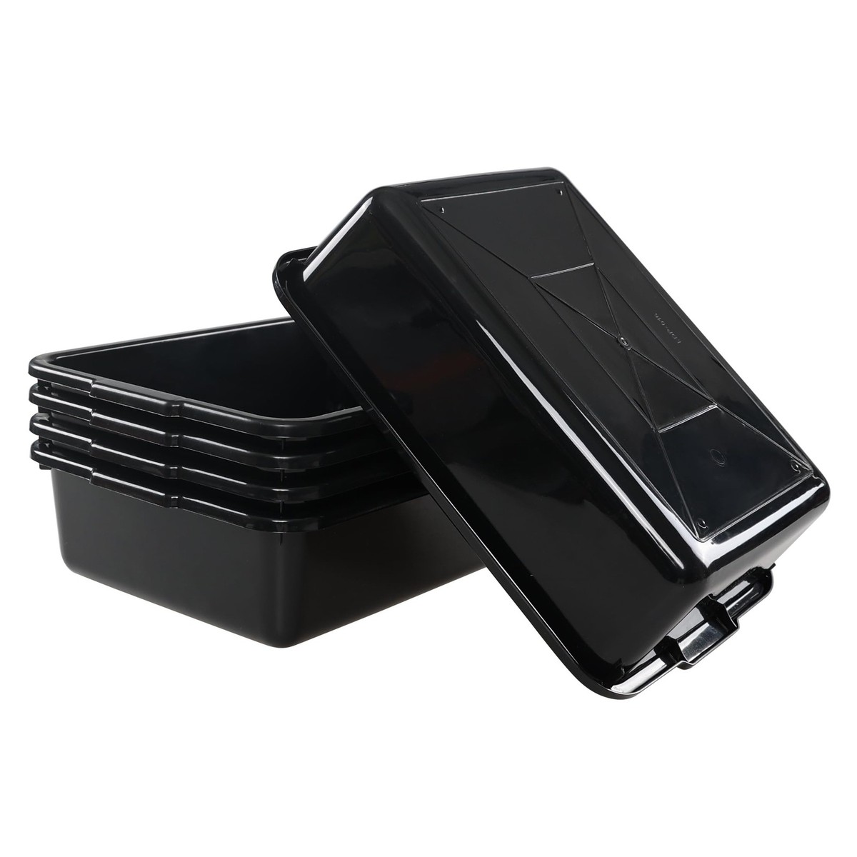 Idomy 4-Pack Small Plastic Commercial Bus Box 8L Gray - Small Bus Tub
