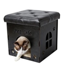 Collapsible Folding Kitty Cat House Tree Bed Ottoman Bench Furniture