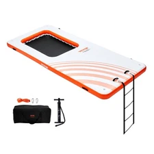 VEVOR Inflatable Floating Dock,15x6.5FT Inflatable Dock Platform w/4*6FT Trampol