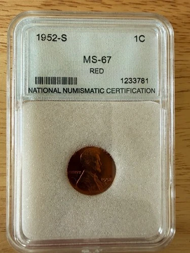 1952-S 1C RD Lincoln Wheat One Cent NNC MS-67 RED