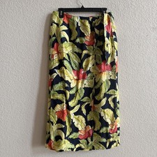 Talbots Petites Size 8 Tropical Wrap Linen Blend Maxi Skirt Hawaii Resortwear