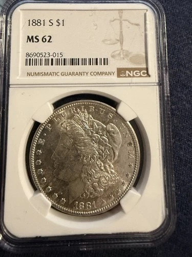 1881 s morgan silver dollar NGC ms62