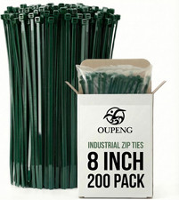 200PCS Nylon Zip Ties - 8 Inch Green,Multi-Purpose Self Locking Cable Ties,Ultra
