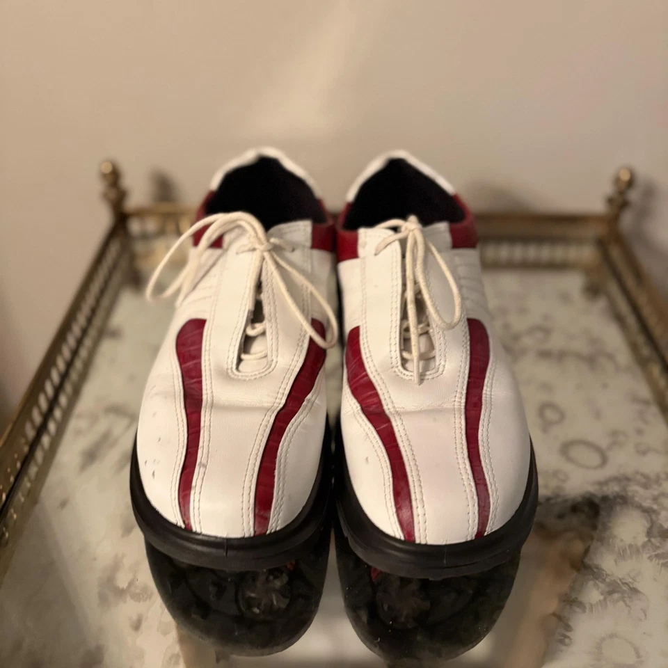 Zapatos de golf Ecco para mujer talla EU 40 blanco rojo cuero clavos cocodrilo tacos en relieve Foto 2 de 4