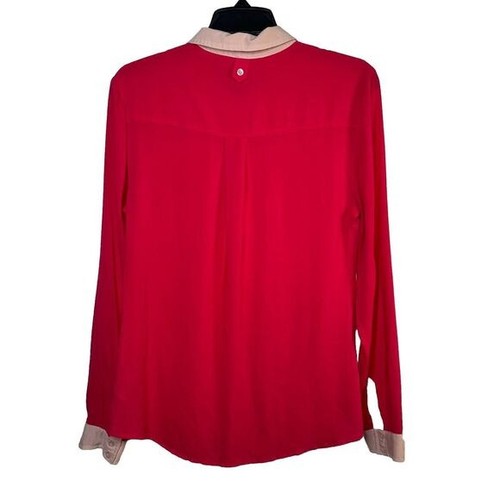 Maeve‎ Anthropologie Hot Pink & Hellrosa Langarm Button Down Top Gr. 6 - Bild 2 von 9