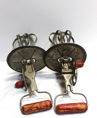 Antique 1923 A&J Hand Crank Egg Beater Lot of 2 Red Wood Handle Beaters
