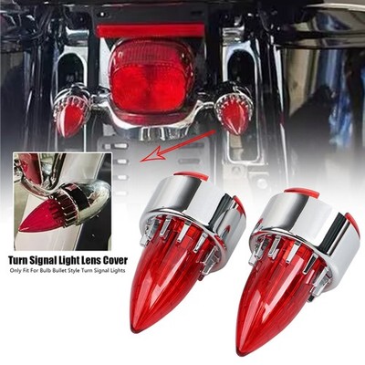 Bullet Turn Signal Light Red Lens For Harley Softail Touring Dyna Electra Glide