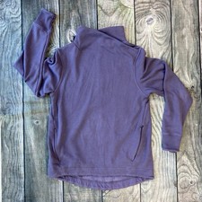Athleta Women's Small Sweatshirt High Cross Neck Zip Pockets Thumbholes Purple