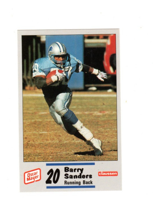 1990 Oscar Mayer Barry Sanders 2nd Year Card #6 Detroit Lions HOF Running Back