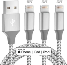 3 Pack 10 FT for iPhone Charger Fast Charging High Speed Data Sync USB Cable