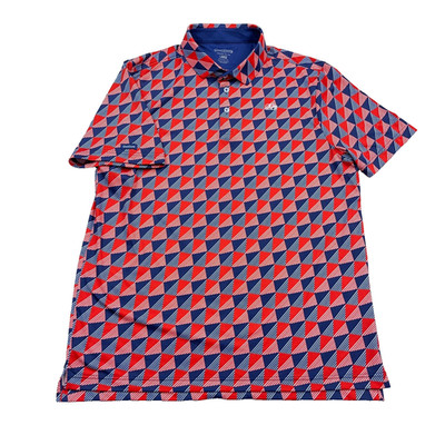 Good Good Polo Shirt MenLarge Red Blue Performance Geometric Wicking Golf