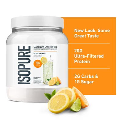 Isopure Clear Low Carb 100% Whey Protein Isolate Powder 20g Protein, 14 Servings