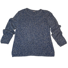 J. Jill Pullover Round Neck Variegated Blue Stretch 100 Cotton Sweater sz L