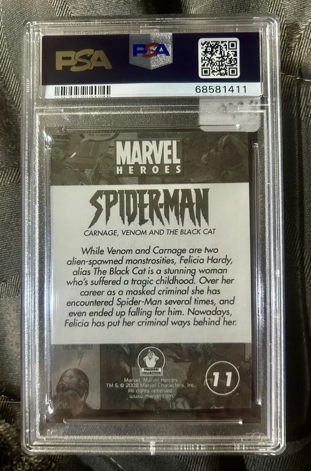 2008 Marvel Heroes Stickers SPIDER-MAN #11 Carnage, Venom, & Black Cat - PSA 10 - Image 2 of 2
