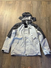 NEW W/ TAG Men’s Camel Crown Medium Two Tone Grey Ski Coat Removable Hood Warm 