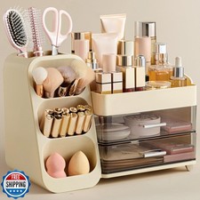 HBlife Makeup Organizer with Brush Holder for Vanity, Large Plastic Bathroom