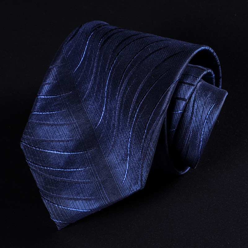 New 100% Silk Men's Tie Satin Dark Blue Necktie Gentleman Business with Gift Box