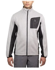 Spyder Men's Full Zip Jacket Relaxed Fit Stand Collar Size L Grey  Logo New