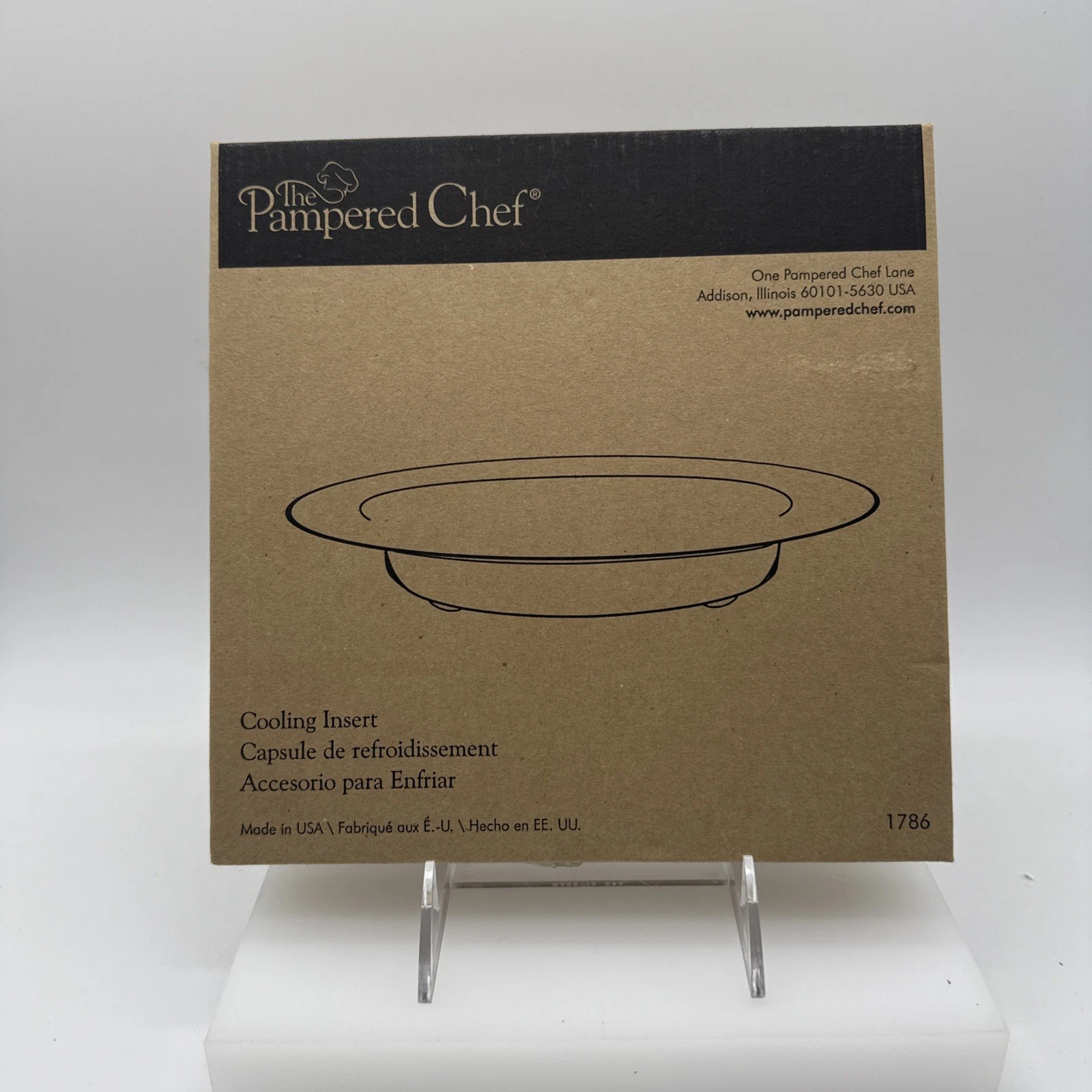 The Pampered Chef Cooling Insert #1786 Green New in Box Made in the USA