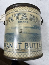 advertising  Peanut Butter tin Ontario pail blue/ white rare 3.75x3.25 original
