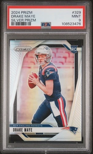 2024 Panini Prizm Football Drake Maye Silver Prizm Rookie #329 PSA 9